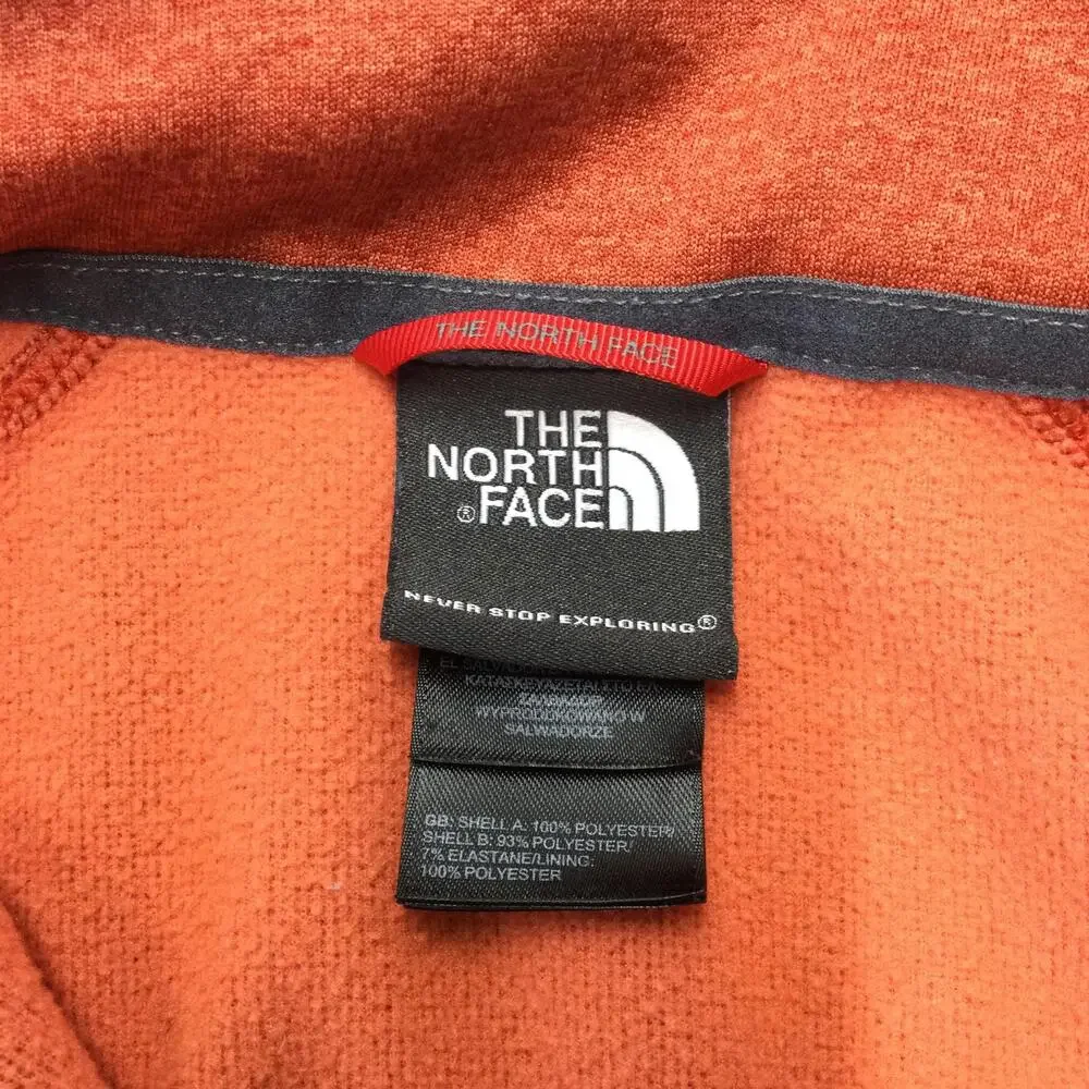 The North Face Pullover Mens Large Orange Fleece 1/4 Zip Chest Pocket Hiking